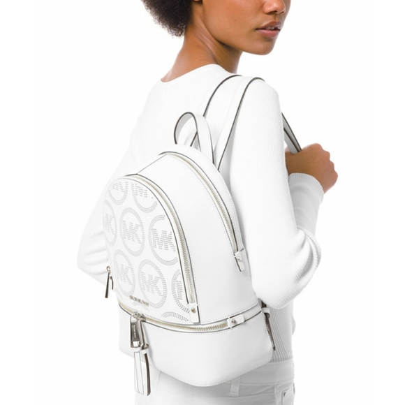 Michael Kors Rhea Medium Backpack White - Picture 7 of 8